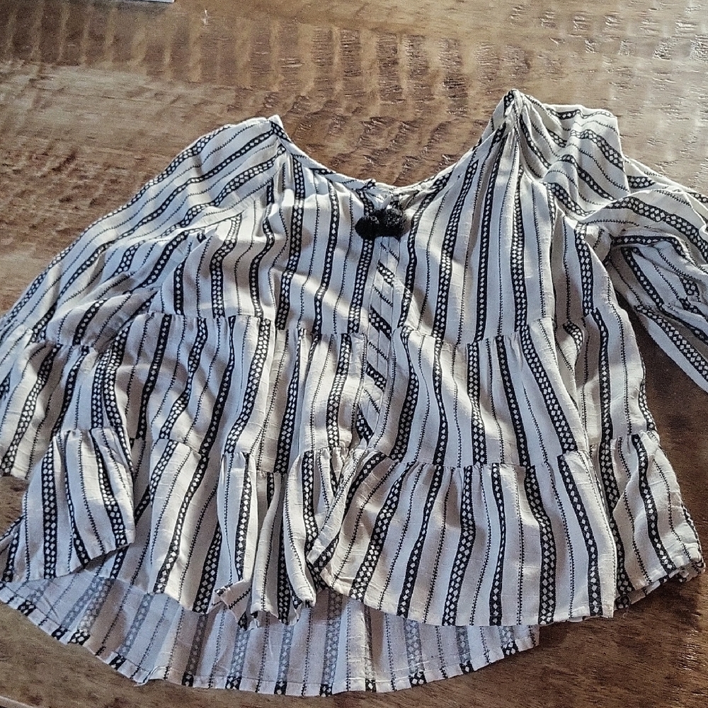 Art Class Black and White Striped Blouse